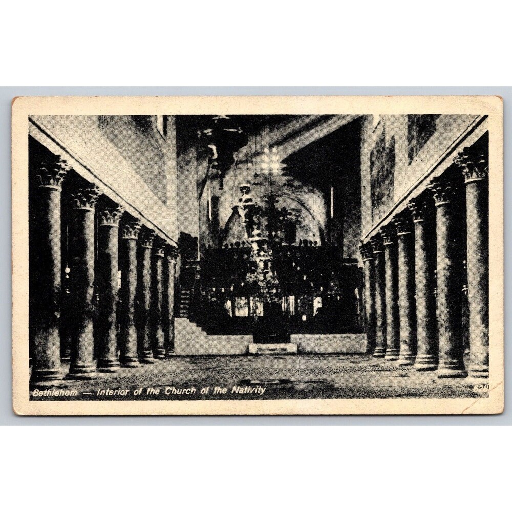 Vintage Bethlehem Palestine Postcard Church of the Nativity Interior Port-Said